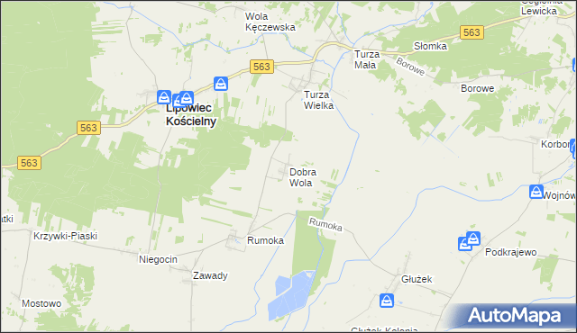 mapa Dobra Wola gmina Lipowiec Kościelny, Dobra Wola gmina Lipowiec Kościelny na mapie Targeo