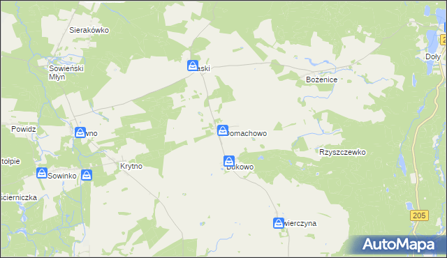 mapa Domachowo gmina Polanów, Domachowo gmina Polanów na mapie Targeo