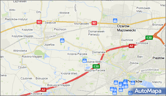 mapa Domaniewek gmina Brwinów, Domaniewek gmina Brwinów na mapie Targeo