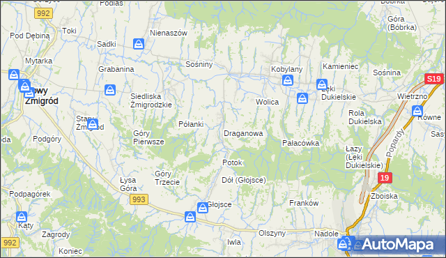 mapa Draganowa, Draganowa na mapie Targeo