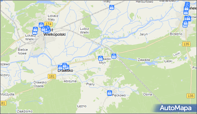 mapa Drawski Młyn, Drawski Młyn na mapie Targeo