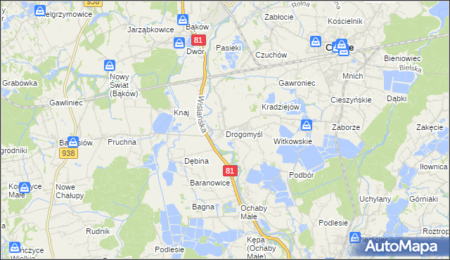 mapa Drogomyśl, Drogomyśl na mapie Targeo