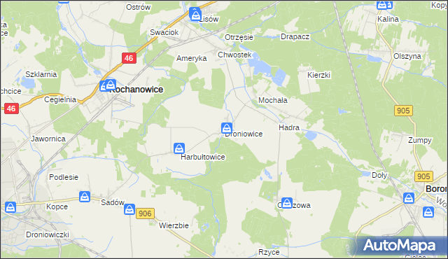 mapa Droniowice, Droniowice na mapie Targeo