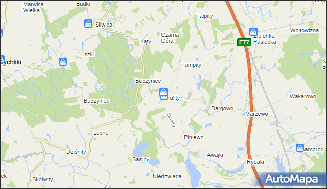 mapa Drulity, Drulity na mapie Targeo