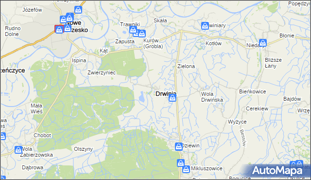 mapa Drwinia powiat bocheński, Drwinia powiat bocheński na mapie Targeo