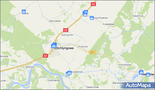 mapa Dryżyna, Dryżyna na mapie Targeo