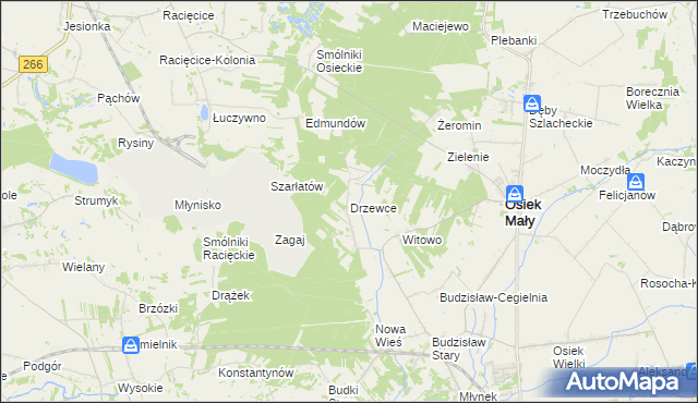 mapa Drzewce gmina Osiek Mały, Drzewce gmina Osiek Mały na mapie Targeo