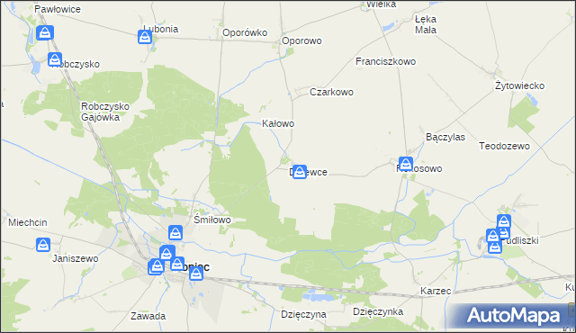 mapa Drzewce gmina Poniec, Drzewce gmina Poniec na mapie Targeo