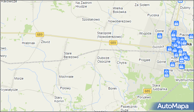 mapa Dubicze Osoczne, Dubicze Osoczne na mapie Targeo