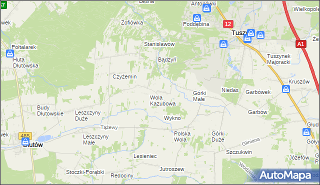 mapa Dylew gmina Tuszyn, Dylew gmina Tuszyn na mapie Targeo