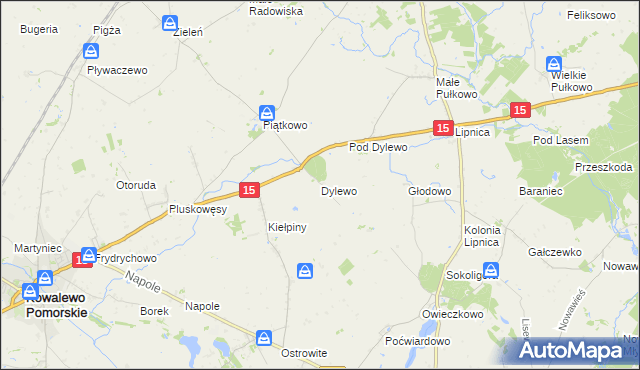 mapa Dylewo gmina Kowalewo Pomorskie, Dylewo gmina Kowalewo Pomorskie na mapie Targeo