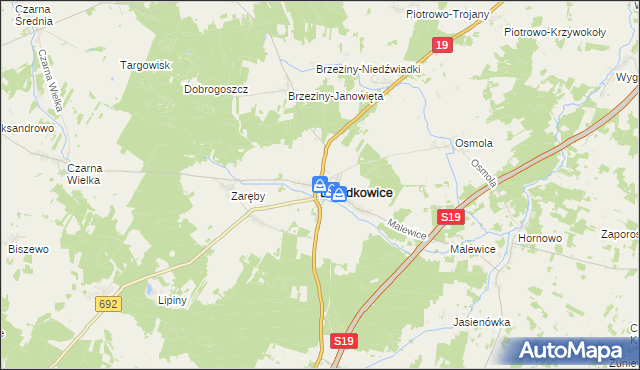 mapa Dziadkowice powiat siemiatycki, Dziadkowice powiat siemiatycki na mapie Targeo
