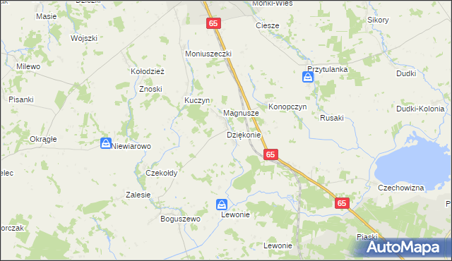 mapa Dziękonie, Dziękonie na mapie Targeo