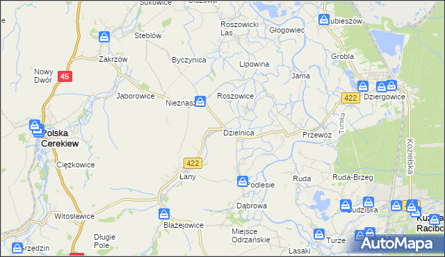 mapa Dzielnica gmina Cisek, Dzielnica gmina Cisek na mapie Targeo