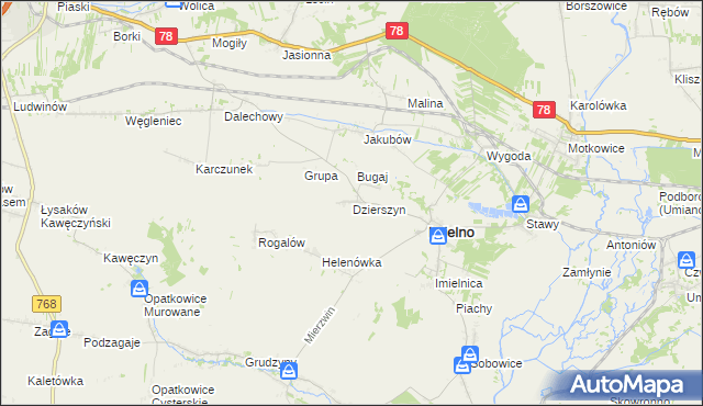 mapa Dzierszyn, Dzierszyn na mapie Targeo
