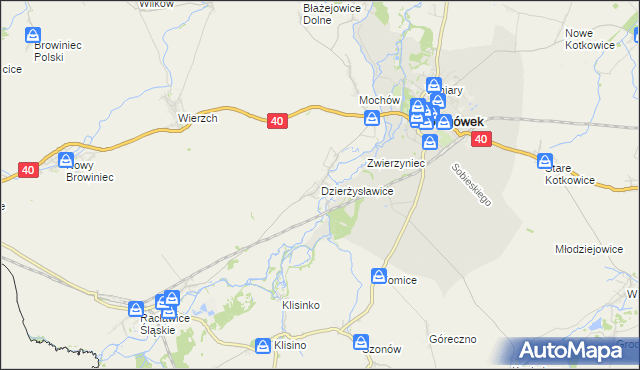mapa Dzierżysławice, Dzierżysławice na mapie Targeo