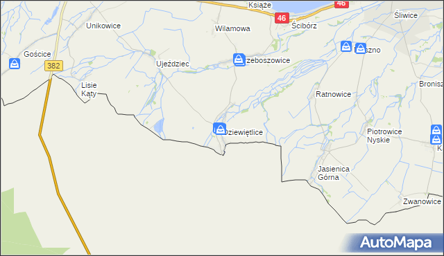 mapa Dziewiętlice, Dziewiętlice na mapie Targeo