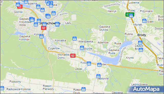 mapa Dziurów gmina Brody, Dziurów gmina Brody na mapie Targeo