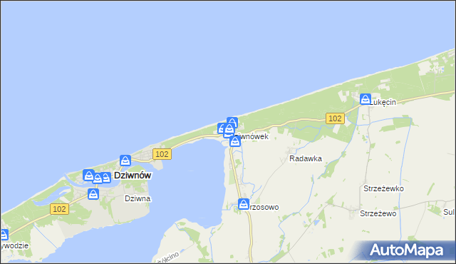 mapa Dziwnówek, Dziwnówek na mapie Targeo