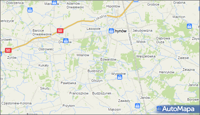 mapa Edwardów gmina Chynów, Edwardów gmina Chynów na mapie Targeo