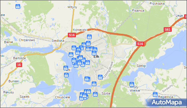 mapa Ełku, Ełk na mapie Targeo