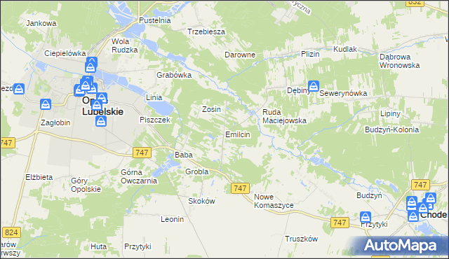 mapa Emilcin, Emilcin na mapie Targeo