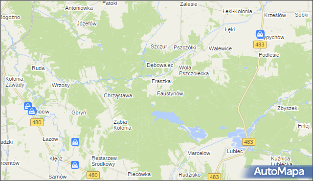 mapa Faustynów, Faustynów na mapie Targeo