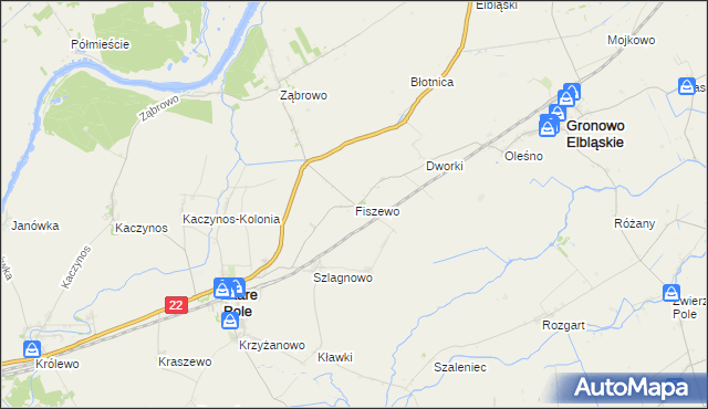 mapa Fiszewo gmina Gronowo Elbląskie, Fiszewo gmina Gronowo Elbląskie na mapie Targeo