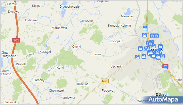 mapa Flesze, Flesze na mapie Targeo