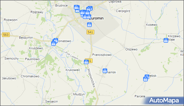 mapa Franciszkowo gmina Żuromin, Franciszkowo gmina Żuromin na mapie Targeo