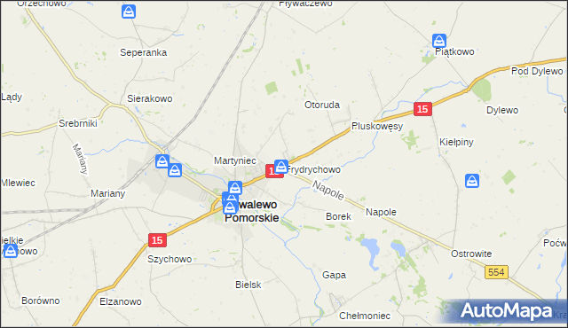 mapa Frydrychowo gmina Kowalewo Pomorskie, Frydrychowo gmina Kowalewo Pomorskie na mapie Targeo