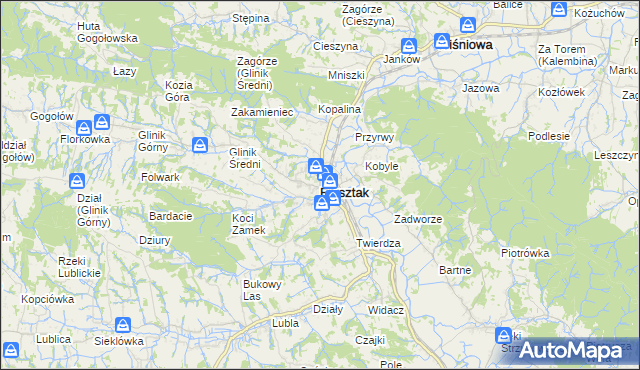 mapa Frysztak, Frysztak na mapie Targeo