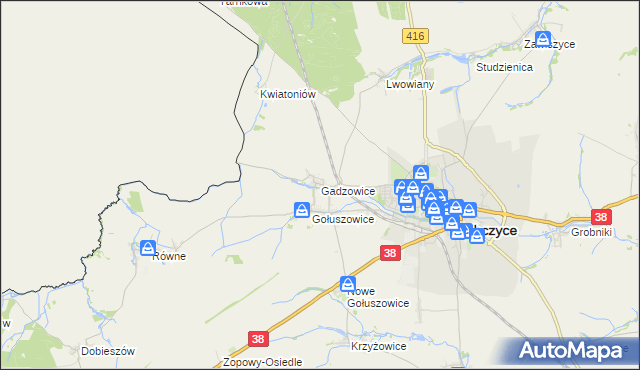 mapa Gadzowice, Gadzowice na mapie Targeo