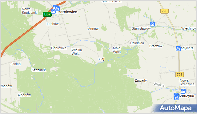 mapa Gaj gmina Czerniewice, Gaj gmina Czerniewice na mapie Targeo