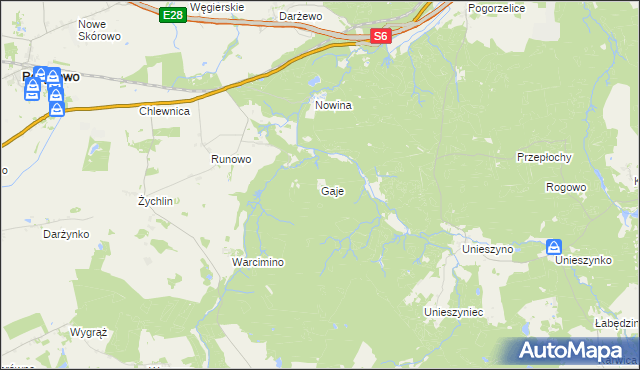 mapa Gaje gmina Potęgowo, Gaje gmina Potęgowo na mapie Targeo