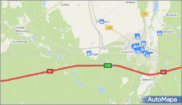 mapa Gajec, Gajec na mapie Targeo