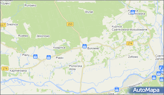 mapa Gajewo gmina Czarnków, Gajewo gmina Czarnków na mapie Targeo