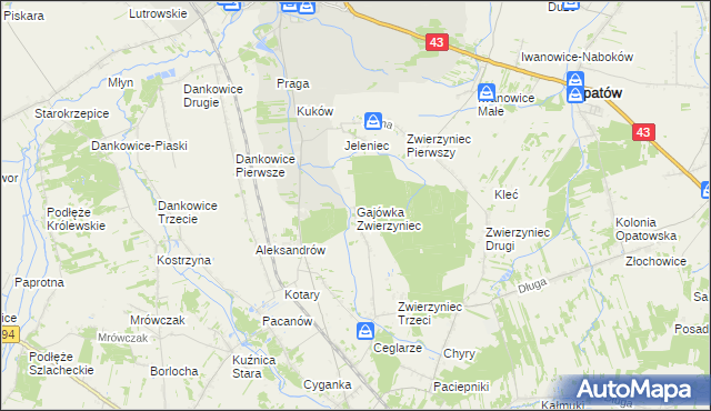 mapa Gajówka Zwierzyniec, Gajówka Zwierzyniec na mapie Targeo