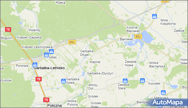 mapa Garbatka-Dziewiątka, Garbatka-Dziewiątka na mapie Targeo