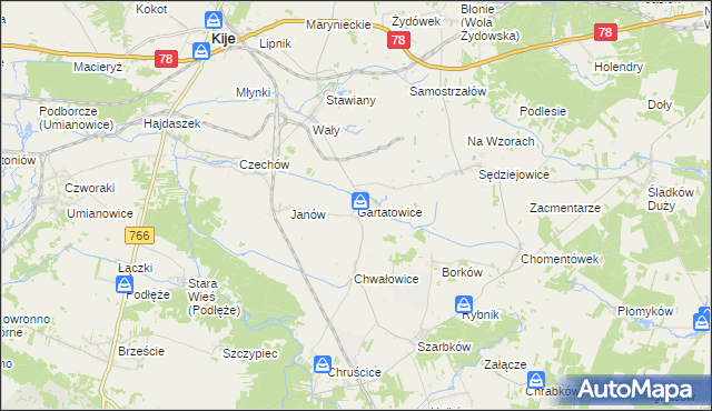 mapa Gartatowice, Gartatowice na mapie Targeo