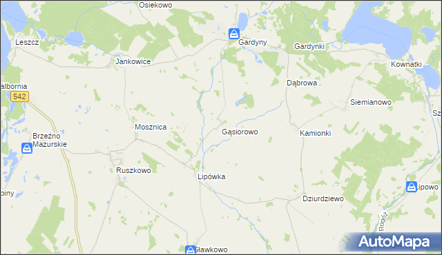 mapa Gąsiorowo gmina Działdowo, Gąsiorowo gmina Działdowo na mapie Targeo