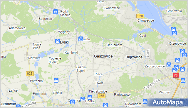 mapa Gaszowice powiat rybnicki, Gaszowice powiat rybnicki na mapie Targeo