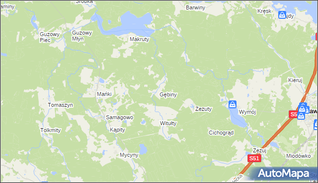 mapa Gębiny, Gębiny na mapie Targeo
