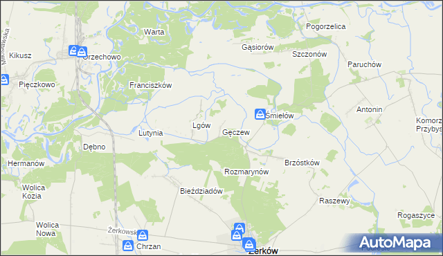 mapa Gęczew, Gęczew na mapie Targeo