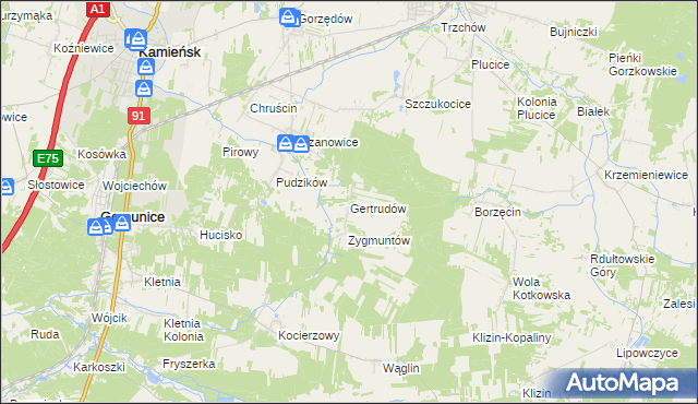 mapa Gertrudów, Gertrudów na mapie Targeo