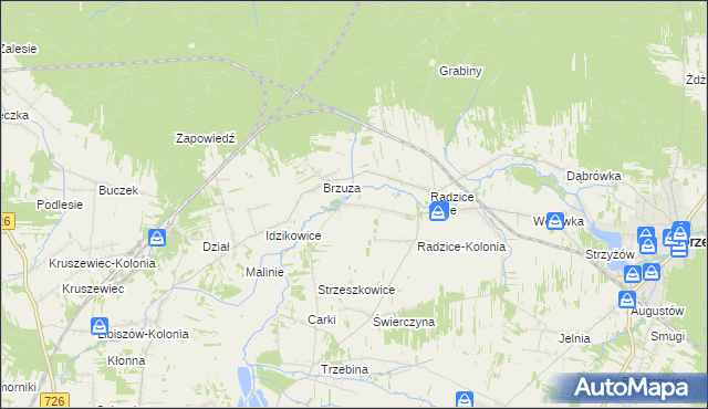 mapa Giełzów gmina Drzewica, Giełzów gmina Drzewica na mapie Targeo