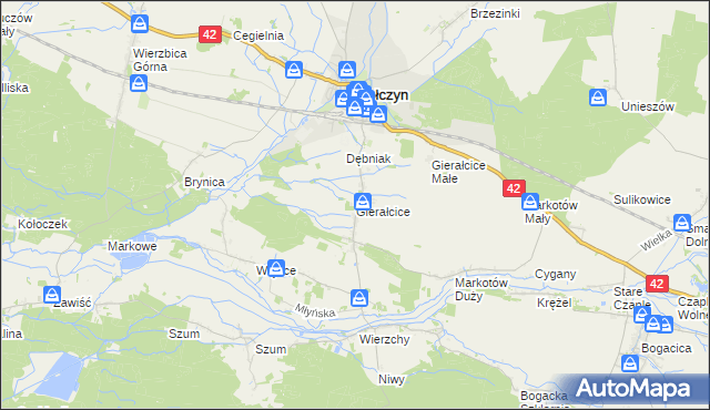 mapa Gierałcice gmina Wołczyn, Gierałcice gmina Wołczyn na mapie Targeo