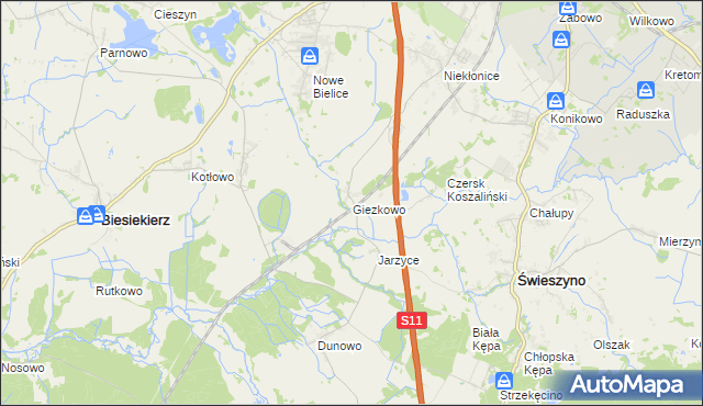 mapa Giezkowo, Giezkowo na mapie Targeo