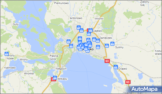 mapa Giżycko, Giżycko na mapie Targeo