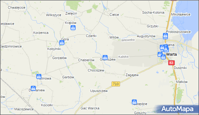 mapa Głaniszew, Głaniszew na mapie Targeo